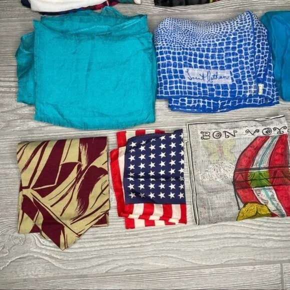 Bundle of 13 decorative scarfs wraps scarves accessories vintage funky floral de